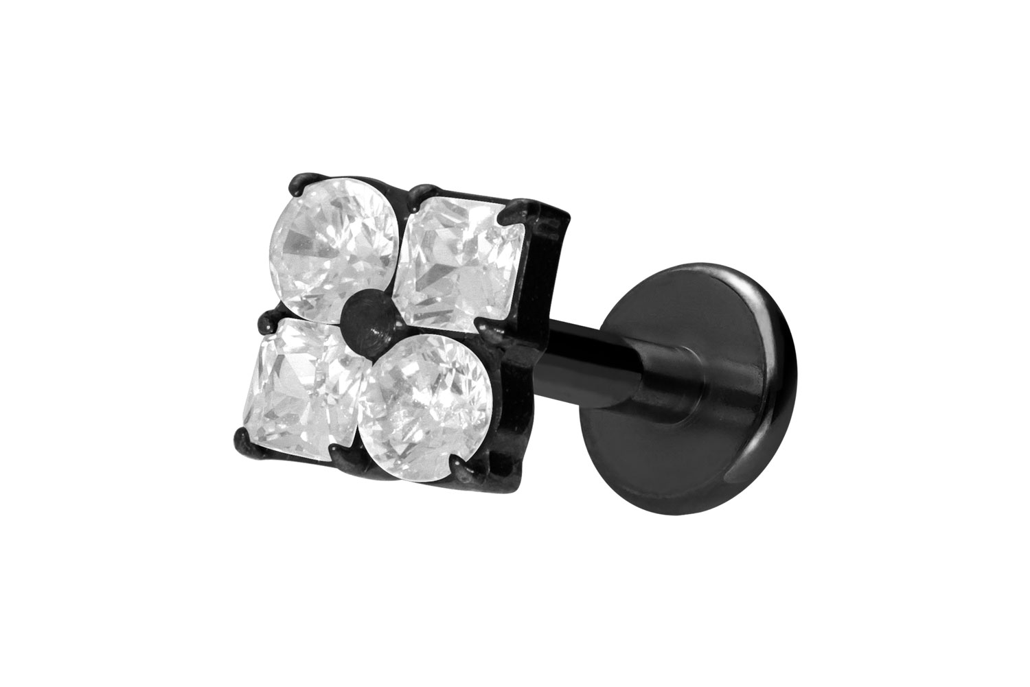 Titan Labret Piercing mit Innengewinde KRISTALLBLUME